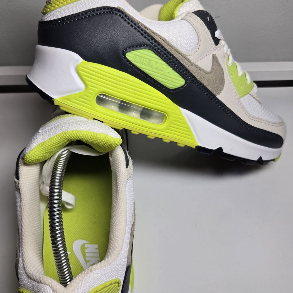 New Nike Air Max 90 White and Lime Green Sneakers